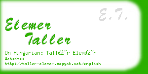 elemer taller business card